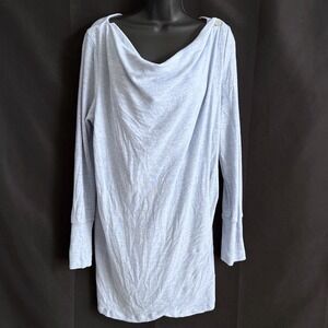 Soft Surroundings Light Blue Cowl Neck Wrap Tunic Sweater Button Shoulder Large